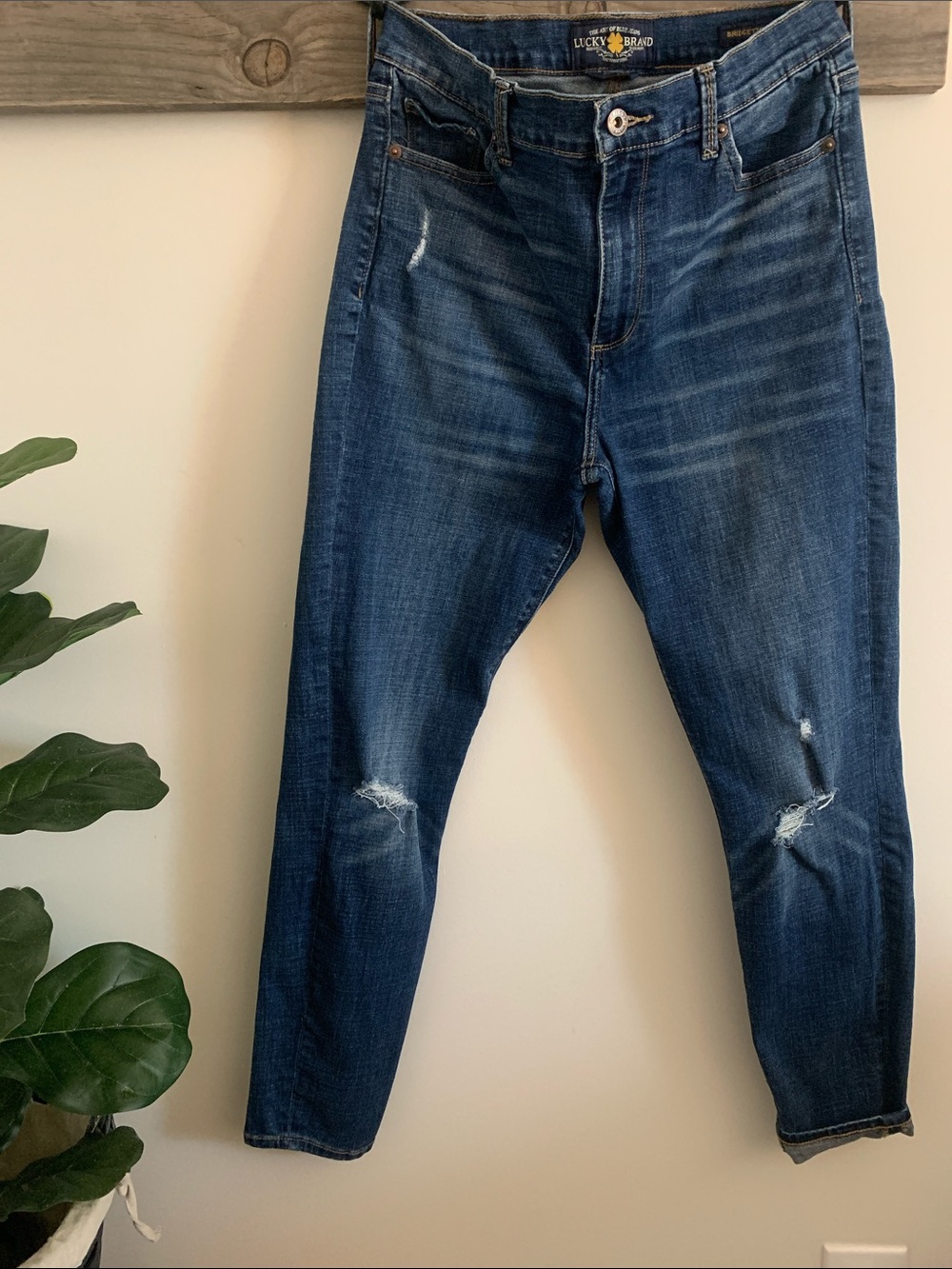 Lucky Brand Bridgette Women's Dark Blue Distressed Boyfriend Jeans